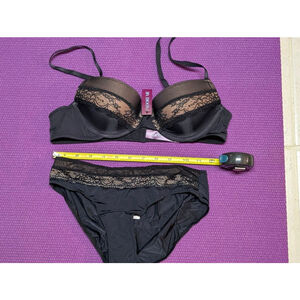 Women's Adore Me Bra & Panty Set Size 34B/XS Black Lingerie